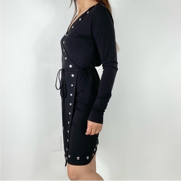 MICHAEL Michael Kors Black Studded Wrap Dress Sz P/S EUC - Picture 3 of 9